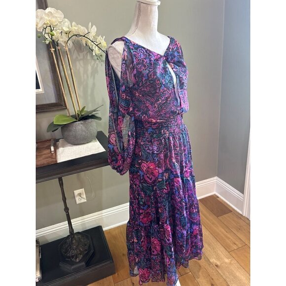 Misa Los Angeles Jessica Floral Print Dress Purple Womens Size XS - Picture 8 of 13